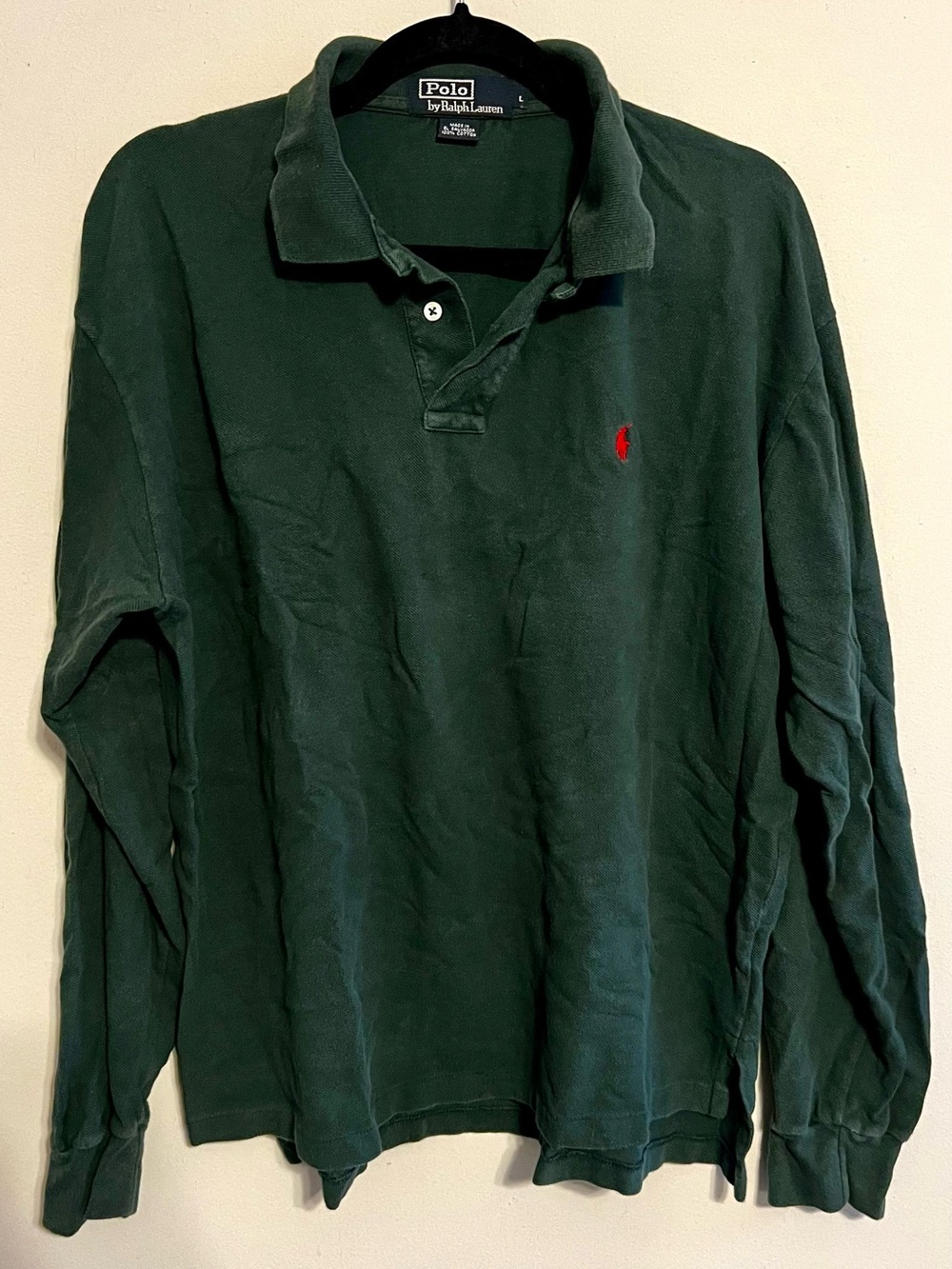 Ralph Lauren Long-Sleeve Rugby Shirt in Forest Green with Red Pony